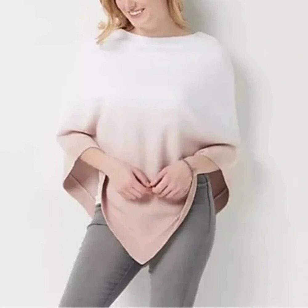 Barefoot Dreams Poncho Cozy Chic Ultra Lite Ocean‎ Breeze Pink Ombre Poncho